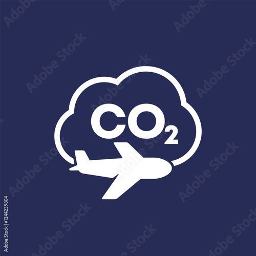 carbon footprint of flying vector icon