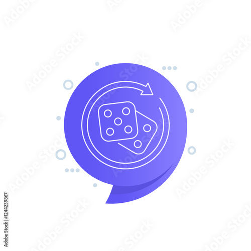 Dice icon with arrows, linear design