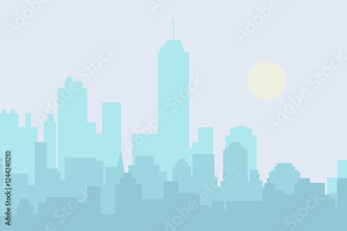 City skyline vector illustration. Urban landscape cityscape in flat style. City silhouette. Cityscape backgrounds. Daytime or Nighttime city skyline.