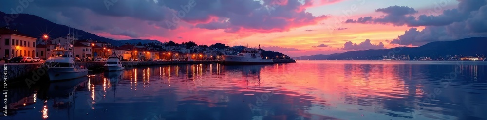 Reflections on the sea in Piraeus port at twilight, twilight, sea, reflections Reflections on the sea in Piraeus port at twilight, twilight, sea, reflections