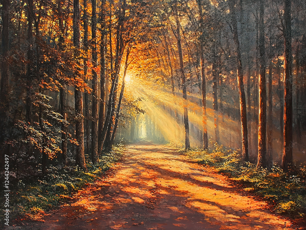 Obraz premium Nature's Beauty: Sunlight and Beech Tree