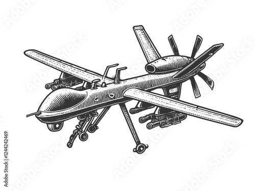 Military Drone with Weapons vector illustration