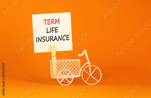 Wallpaper Mural Term life insurance symbol. Concept words Term life insurance on beautiful white paper on clothespin. Beautiful orange background. Miniature bicycle. Business term life insurance concept. Copy space. Torontodigital.ca