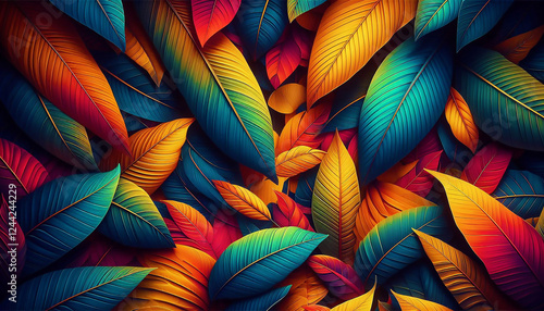 Wallpaper Mural A Psychedelic Take on Tropical Leaves 🌴💜 Torontodigital.ca