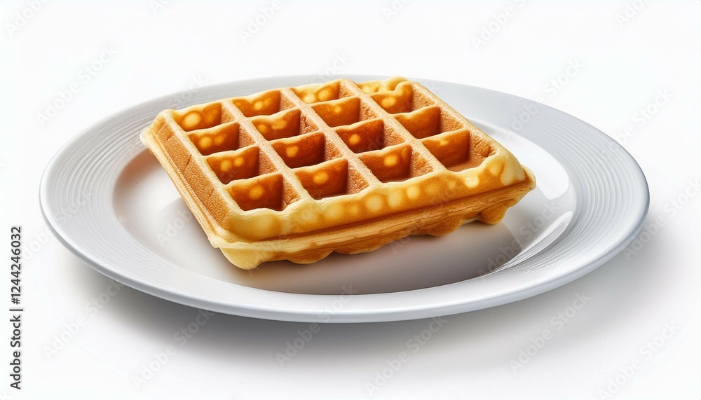 waffle on white plate isolated on white background ai generated waffle on white plate isolated on white background ai generated