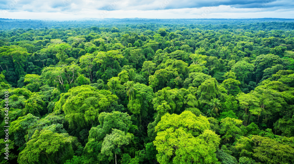 Obraz premium Dense green canopy shot highlighting nature's essential role in carbon capture