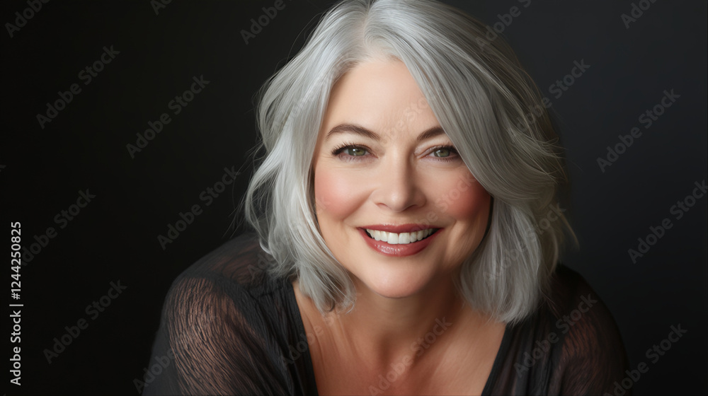 Elegant Portrait of a Mature Woman with Long Grey Hair, Radiant Senior Lady with Graceful Features and Silver Hair,Timeless Beauty: Expressive Headshot of mature Woman in Her 50s Elegant Portrait of a Mature Woman with Long Grey Hair, Radiant Senior Lady with Graceful Features and Silver Hair,Timeless Beauty: Expressive Headshot of mature Woman in Her 50s