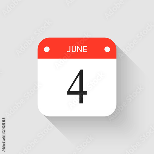 Vector icon page day calendar - 4 June month Free Download Vector icon page day calendar - 4 June month - GFXLoad