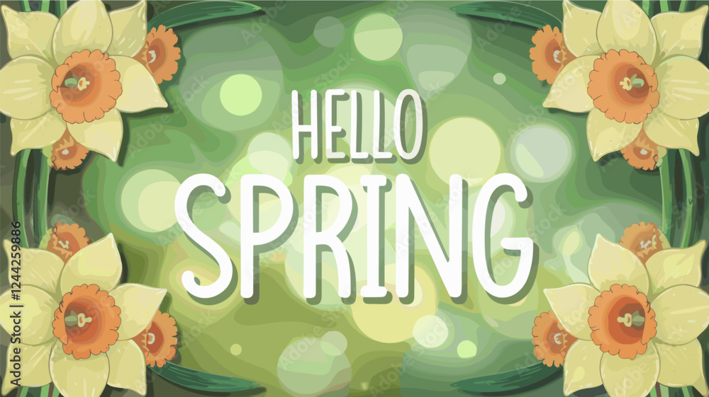 Hello Spring Greeting Card with Daffodils