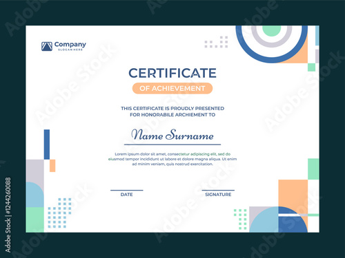Colorful mosaic certificate template vector design