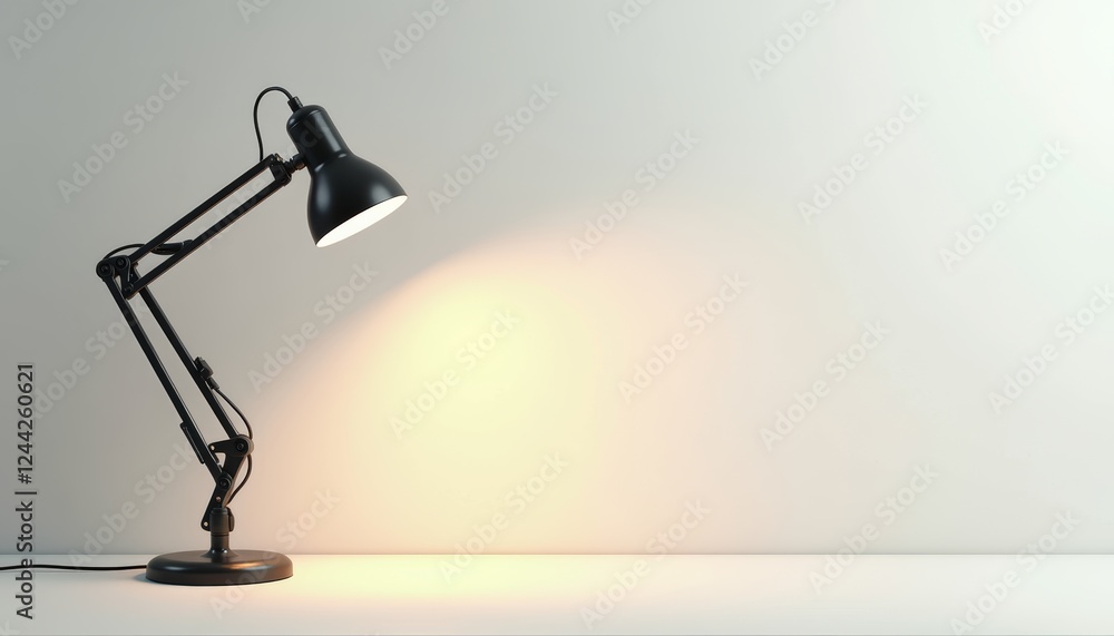 Minimalistic desk lamp illuminating soft background, modern design Minimalistic desk lamp illuminating soft background, modern design