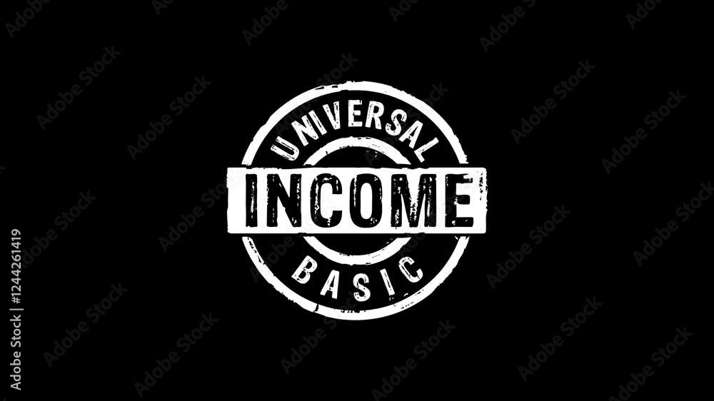 Universal Basic Income stamp and hand stamping impact isolated animation. Periodic payment citizens earnings 3D concept. Alpha matte channel. Universal Basic Income stamp and hand stamping impact isolated animation. Periodic payment citizens earnings 3D concept. Alpha matte channel.