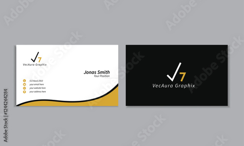 Creative clean modern double sided business card design template in black and yellow color