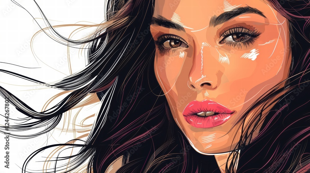 Portrait of a beautiful woman in a delicate pencil drawing style. Portrait of a beautiful woman in a delicate pencil drawing style.
