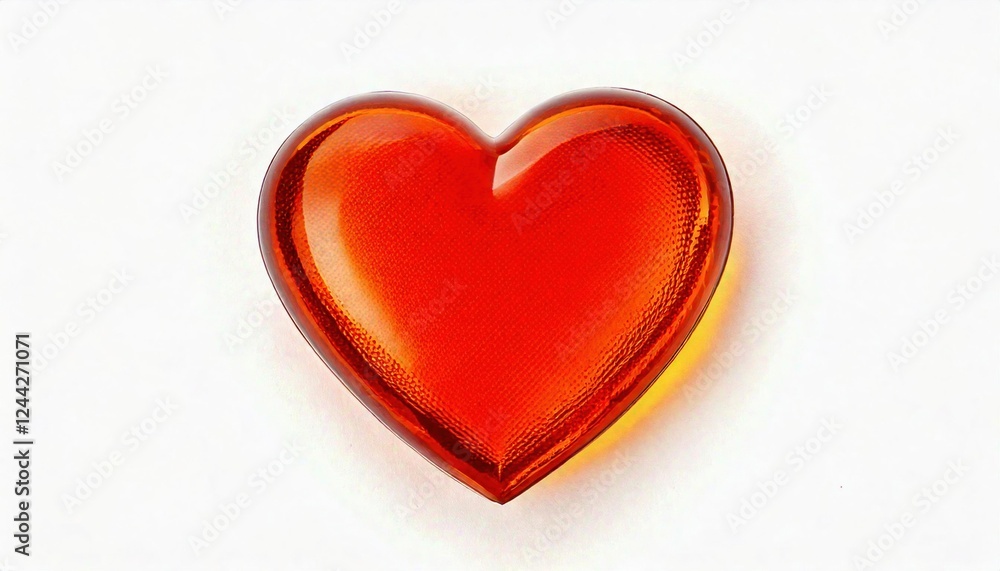 Bright red heart shape made from translucent material isolated on white Bright red heart shape made from translucent material isolated on white