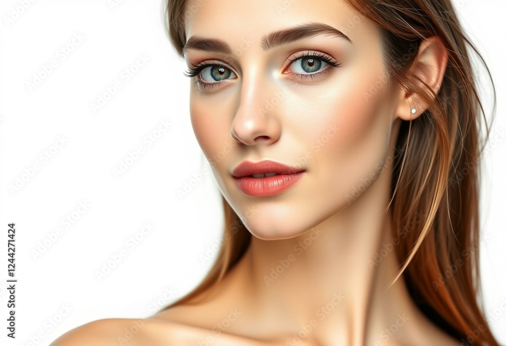Fototapeta premium Female portrait on white background