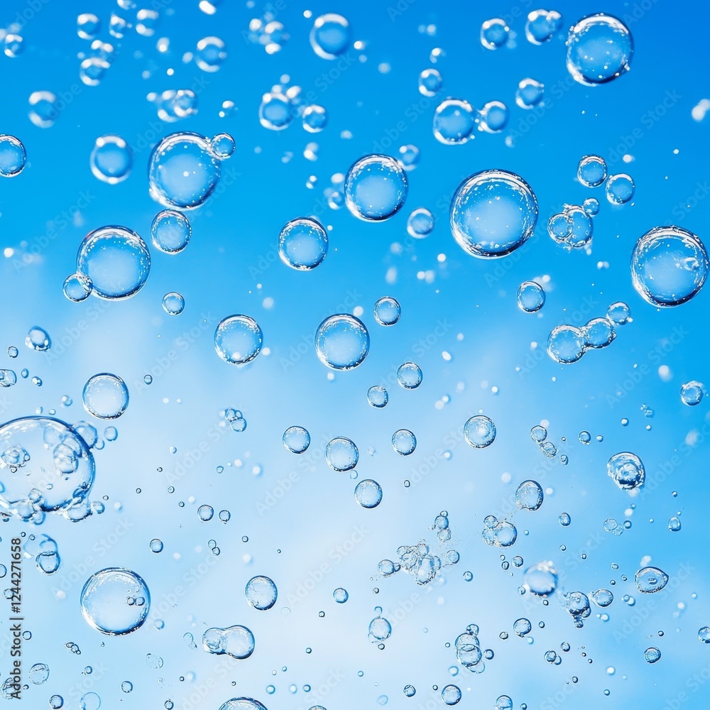 Bubbles in the water against the blue sky. Abstract background. Bubbles in the water against the blue sky. Abstract background.