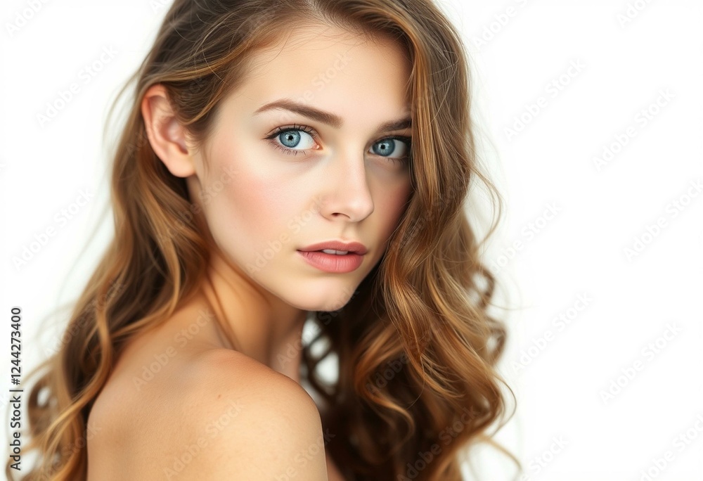 Young female portrait on white background Young female portrait on white background