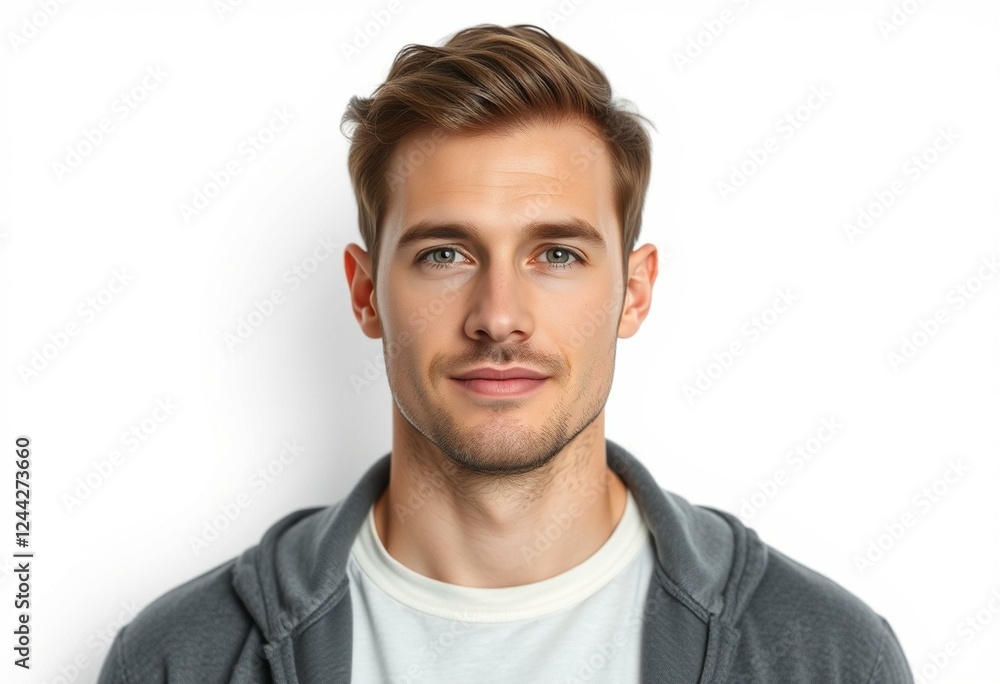 Obraz premium Male portrait with neutral expression on white background