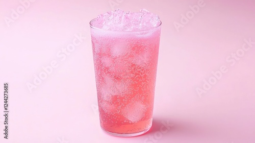 Wallpaper Mural Pink bubbly drink, ice, studio shot, pastel background, refreshing beverage Torontodigital.ca