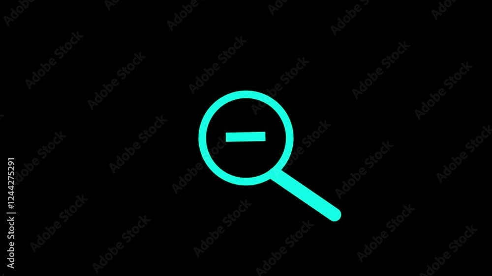 Magnifying glass zoom out icon animation,Digital search hologram icon. Magnifying glass zoom out icon animation,Digital search hologram icon.