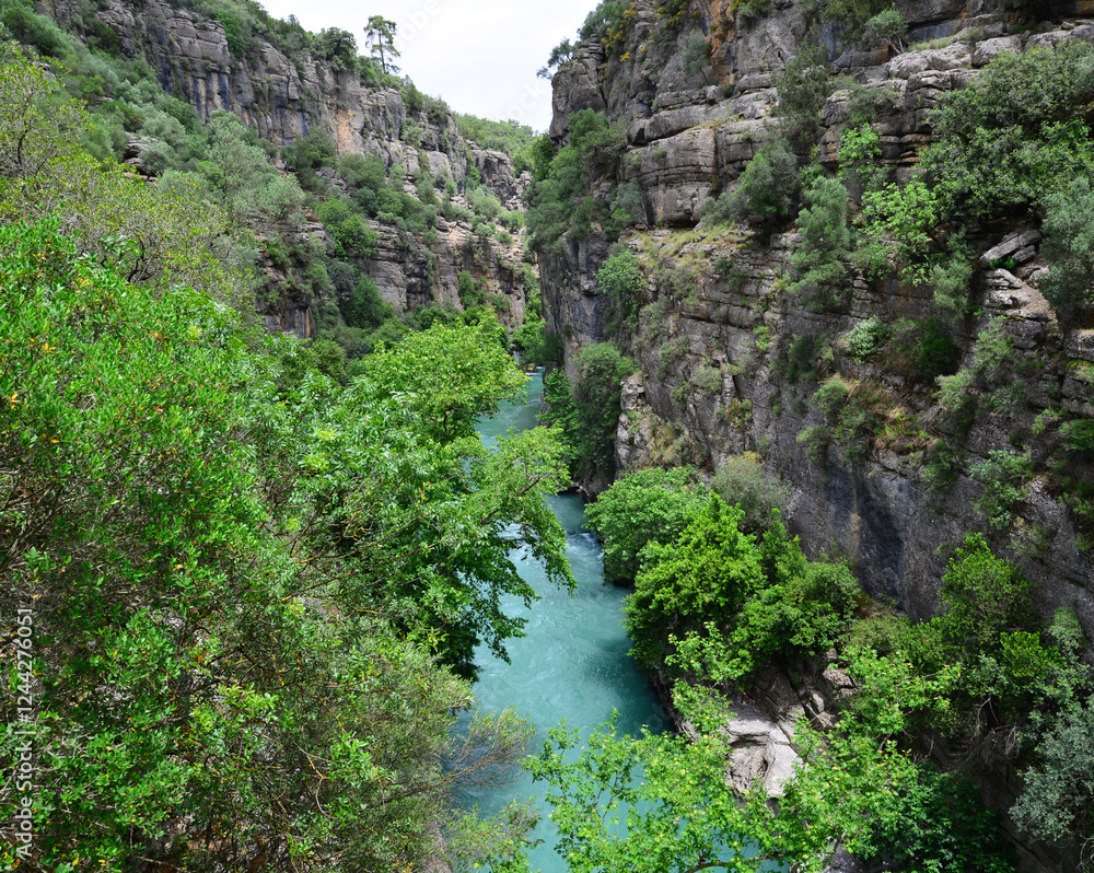 Koprulu Canyon, located in Antalya, Turkey, is one of the most important tourism places in the country. Rafting is a popular sport. Koprulu Canyon, located in Antalya, Turkey, is one of the most important tourism places in the country. Rafting is a popular sport.