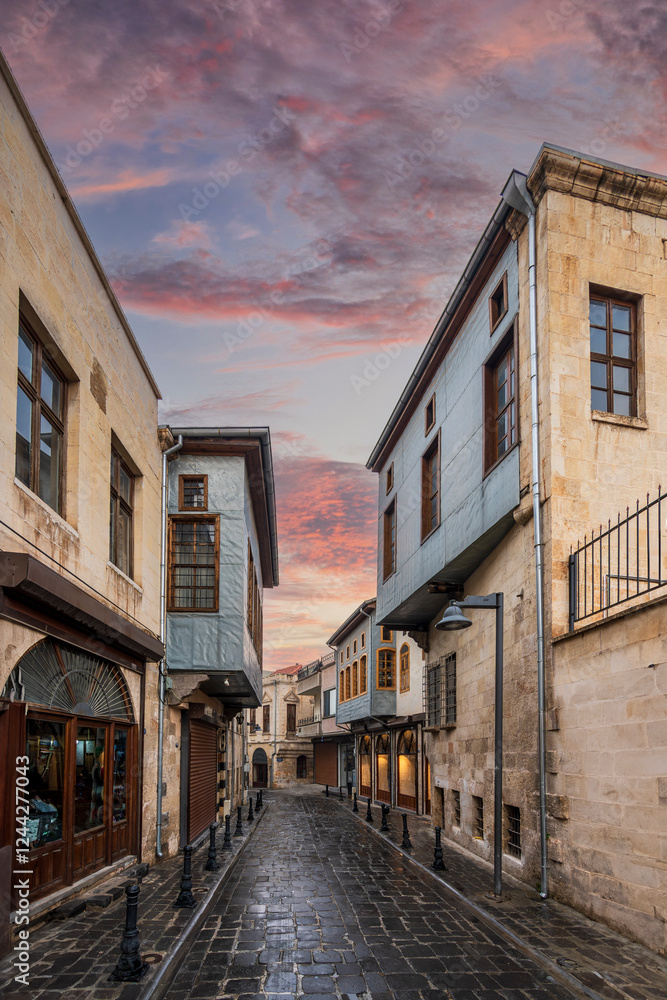 Fototapeta premium Old Bey district street view in Gaziantep City of Turkey