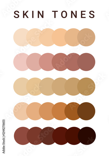 Skin tone color scale chart. Brown palette vector human skin infographic banner icon