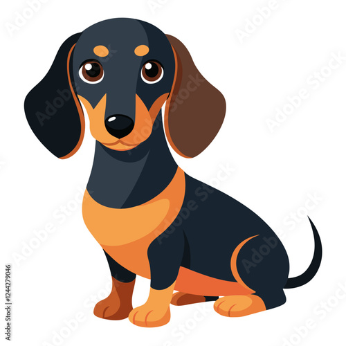dachshund dog isolated on white, Color vector illustration. Pet animal  