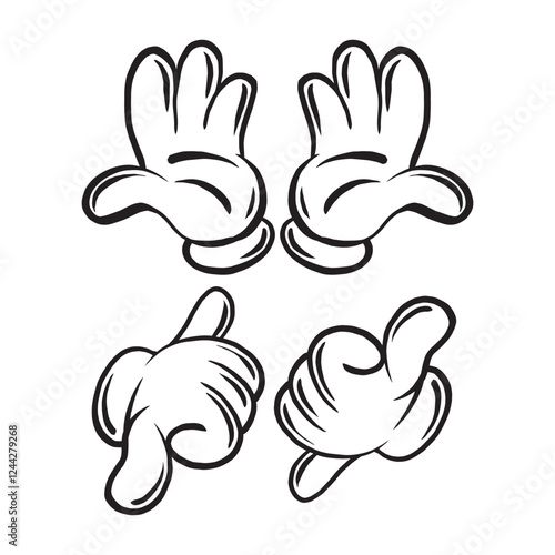 Cartoon hand gloved gesture vector set illustration