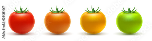 Tomatoes green fresh vegetables. Yellow red food tomatoes nutrition organic growth natural produce.