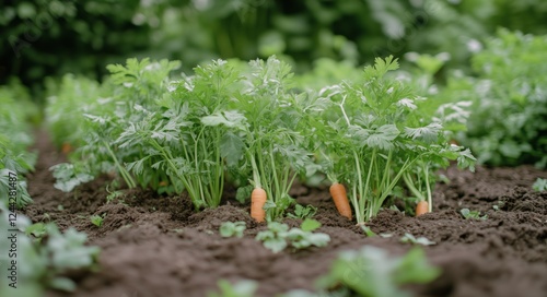 Growing healthy carrots in a vibrant garden during summer season