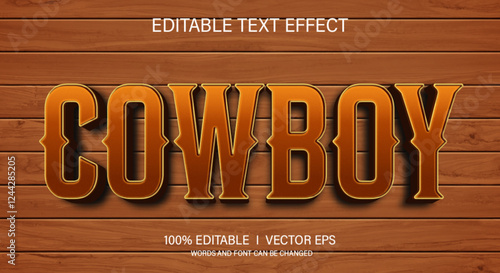  cowboy vector text effect with modern style design