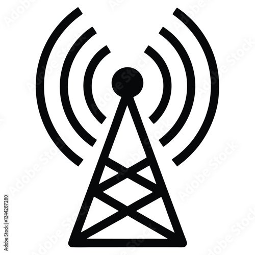 Simple Black and White Radio Tower Icon