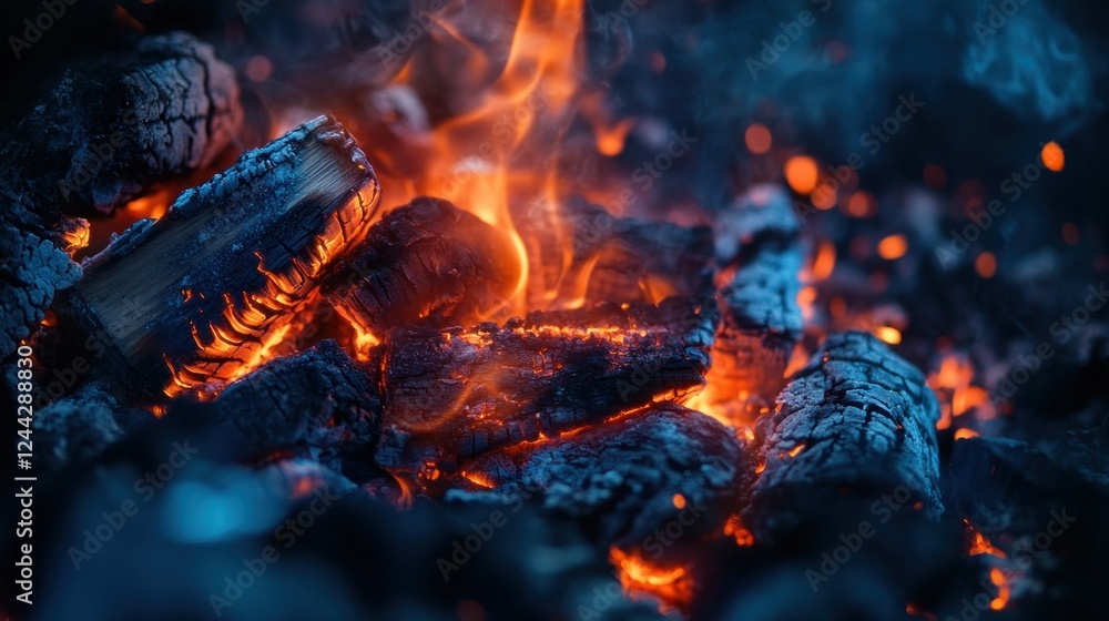 Fiery Embers: A Captivating Display of Burning Wood and Embers Fiery Embers: A Captivating Display of Burning Wood and Embers