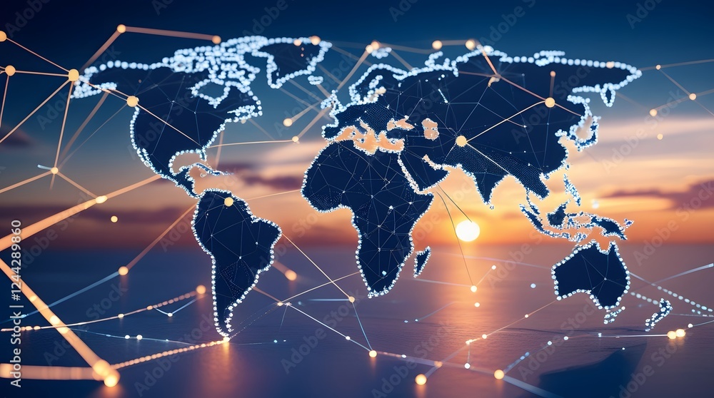 Fototapeta premium The Connected World: A Night Time 3D Visualization