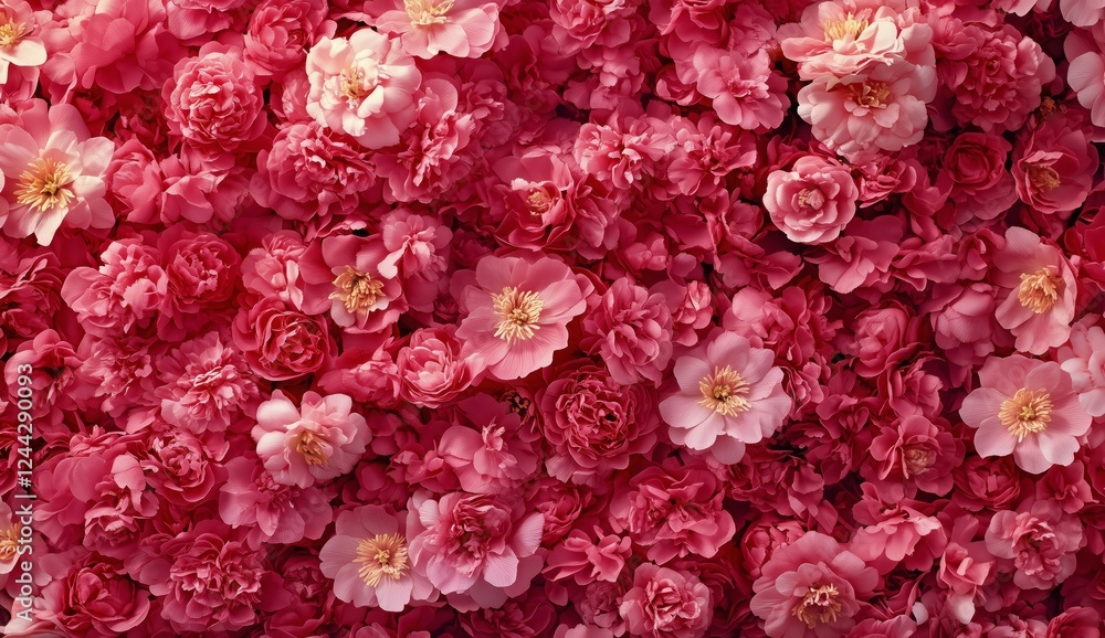 Fototapeta premium Vibrant display of pink and red flowers in a lush arrangement capturing natural beauty