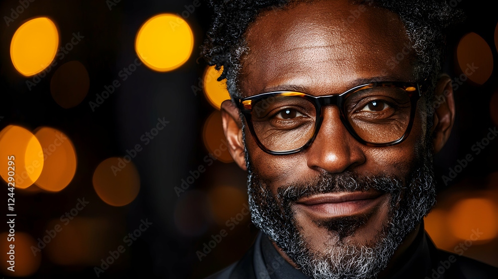 Confident man, city night, bokeh background, portrait Confident man, city night, bokeh background, portrait