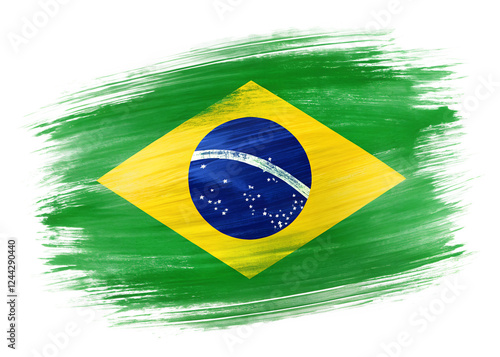 brazil flag painted on wooden tag