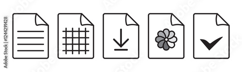 File format. Line icons set. Document labels. Vector. Illustration