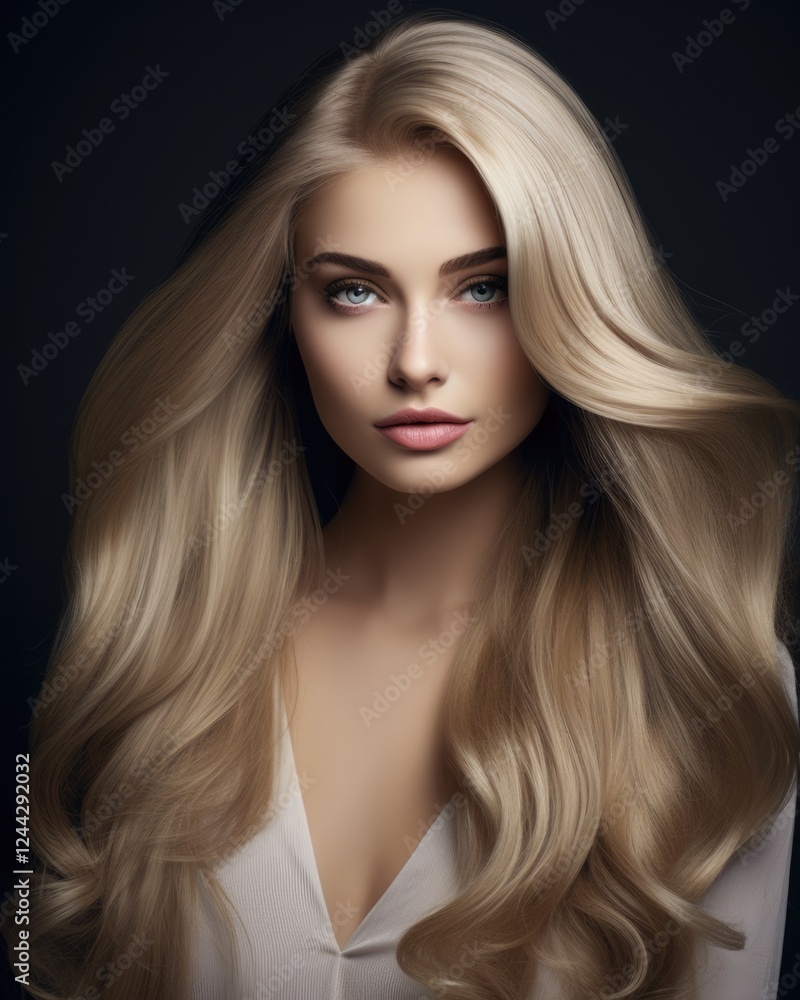 Enhance Your Beauty with Hair Extensions - Beautiful Blond Girl Holding a Hair Extension Palette for a Perfect Haircut Enhance Your Beauty with Hair Extensions - Beautiful Blond Girl Holding a Hair Extension Palette for a Perfect Haircut