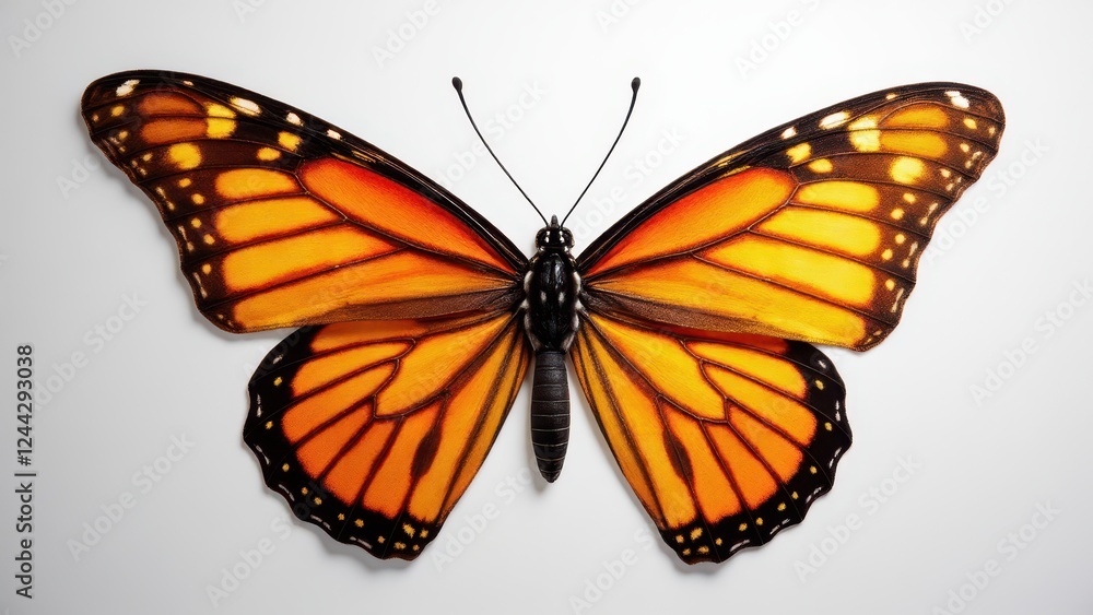 Fototapeta premium A vibrant butterfly stencil with detailed orange and black wings, perfect for art and craft projects.