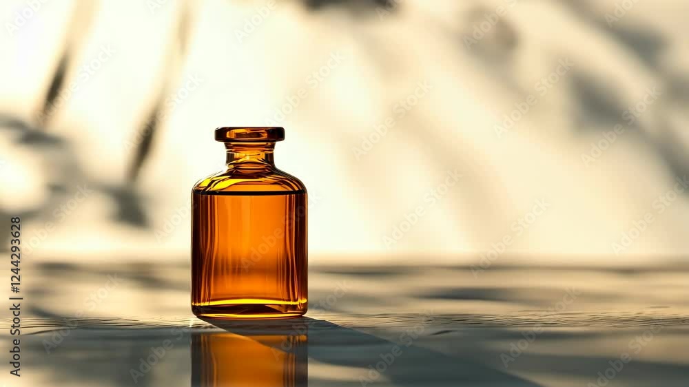 Timelapse of sunlight shifting over amber glass bottle on concrete surface Timelapse of sunlight shifting over amber glass bottle on concrete surface
