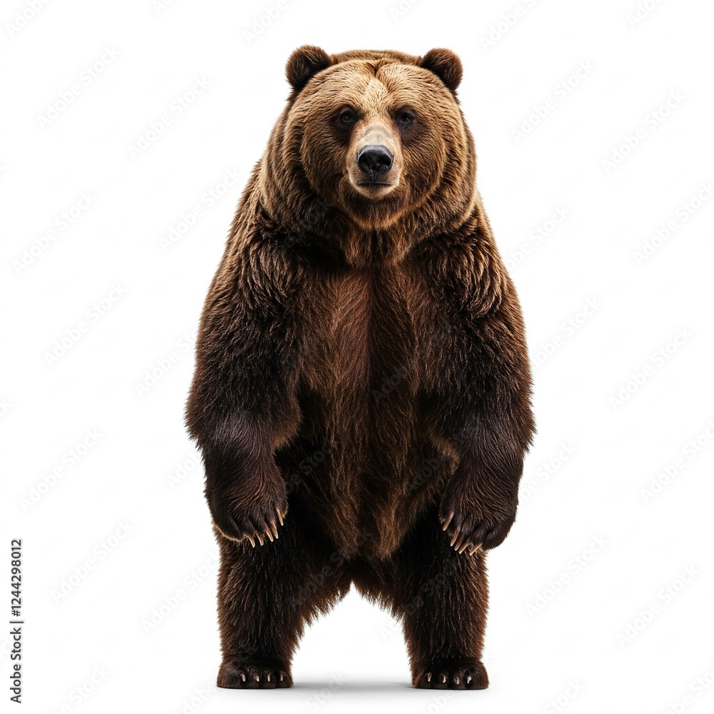 Brown Bear Standing on Two Legs Isolated on White Background Brown Bear Standing on Two Legs Isolated on White Background