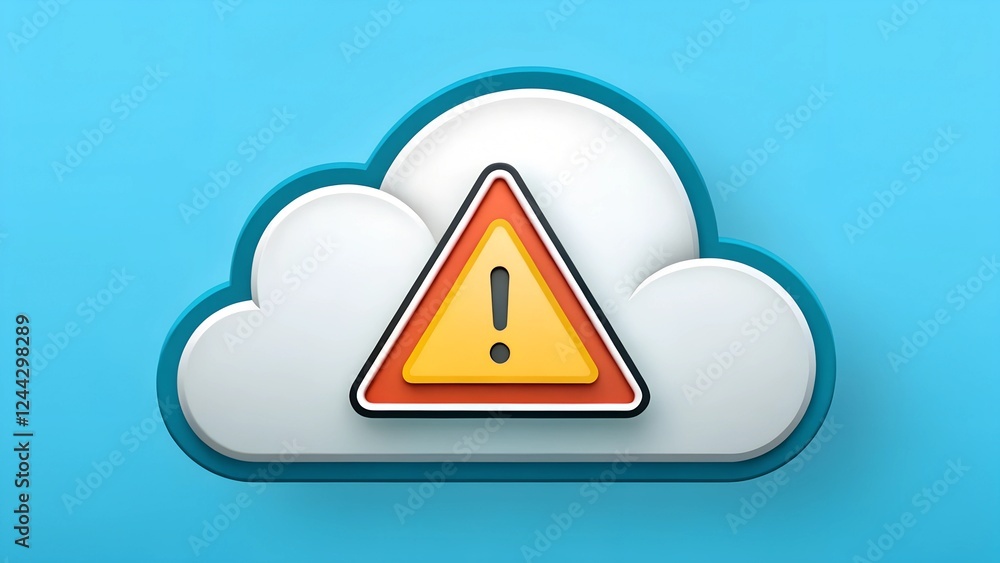 Cybersecurity threat alert digital cloud storage icon signaling data vulnerability Cybersecurity threat alert digital cloud storage icon signaling data vulnerability