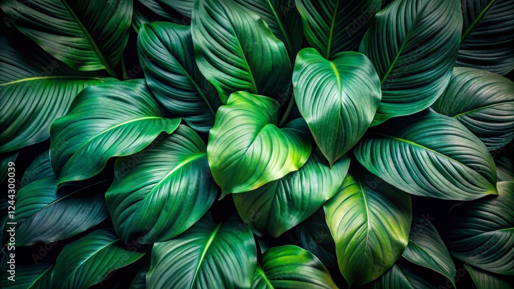 Dense Green Leaves Background, Natural Lush Foliage Texture Dense Green Leaves Background, Natural Lush Foliage Texture
