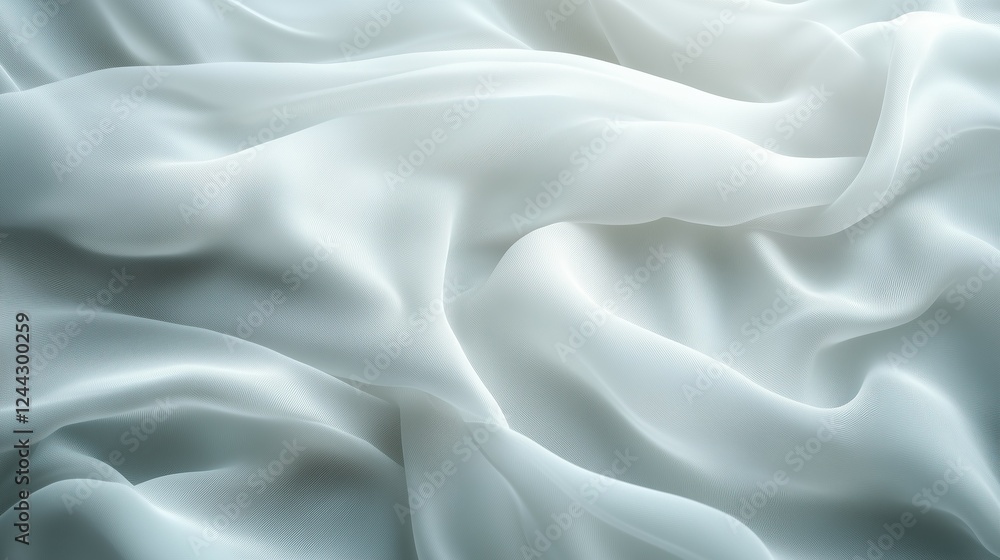 Soft translucent white fabric with gentle folds Soft translucent white fabric with gentle folds