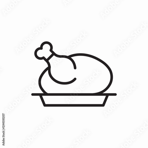 roasted chicken dinner icon vector sign