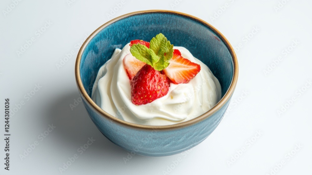 A Delectable Bowl of Whipped Cream with Fresh Strawberries - A Perfect Summer Dessert A Delectable Bowl of Whipped Cream with Fresh Strawberries - A Perfect Summer Dessert