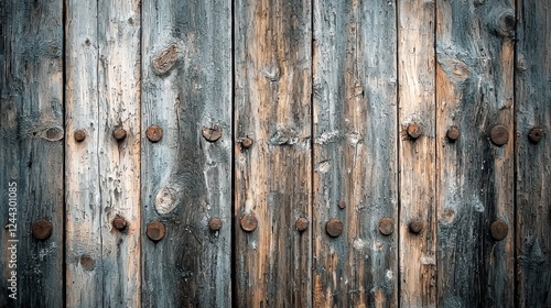 Wallpaper Mural Weathered wooden planks with nails create rustic charm in a country setting Torontodigital.ca